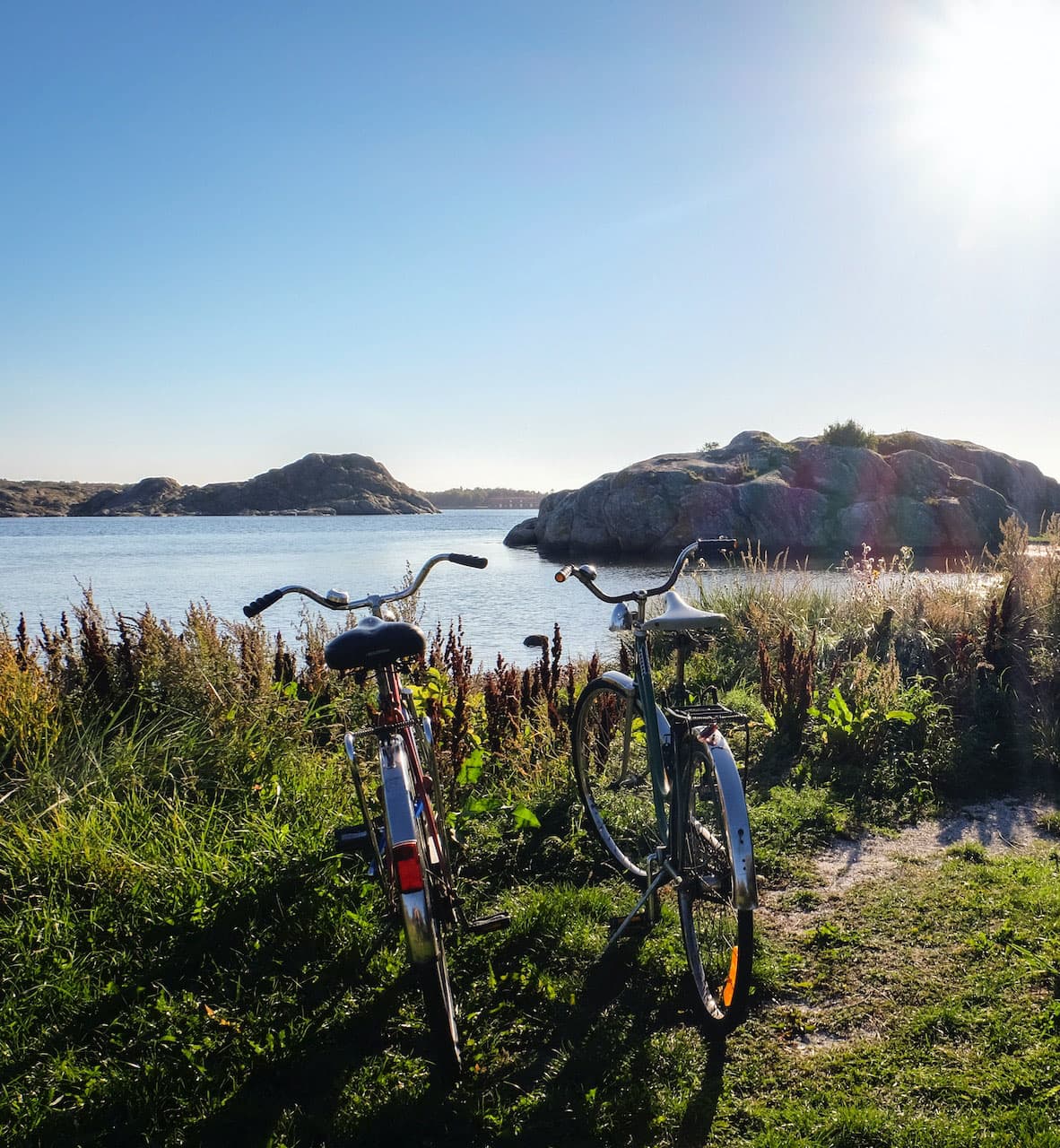 Bikes by a scenic beach